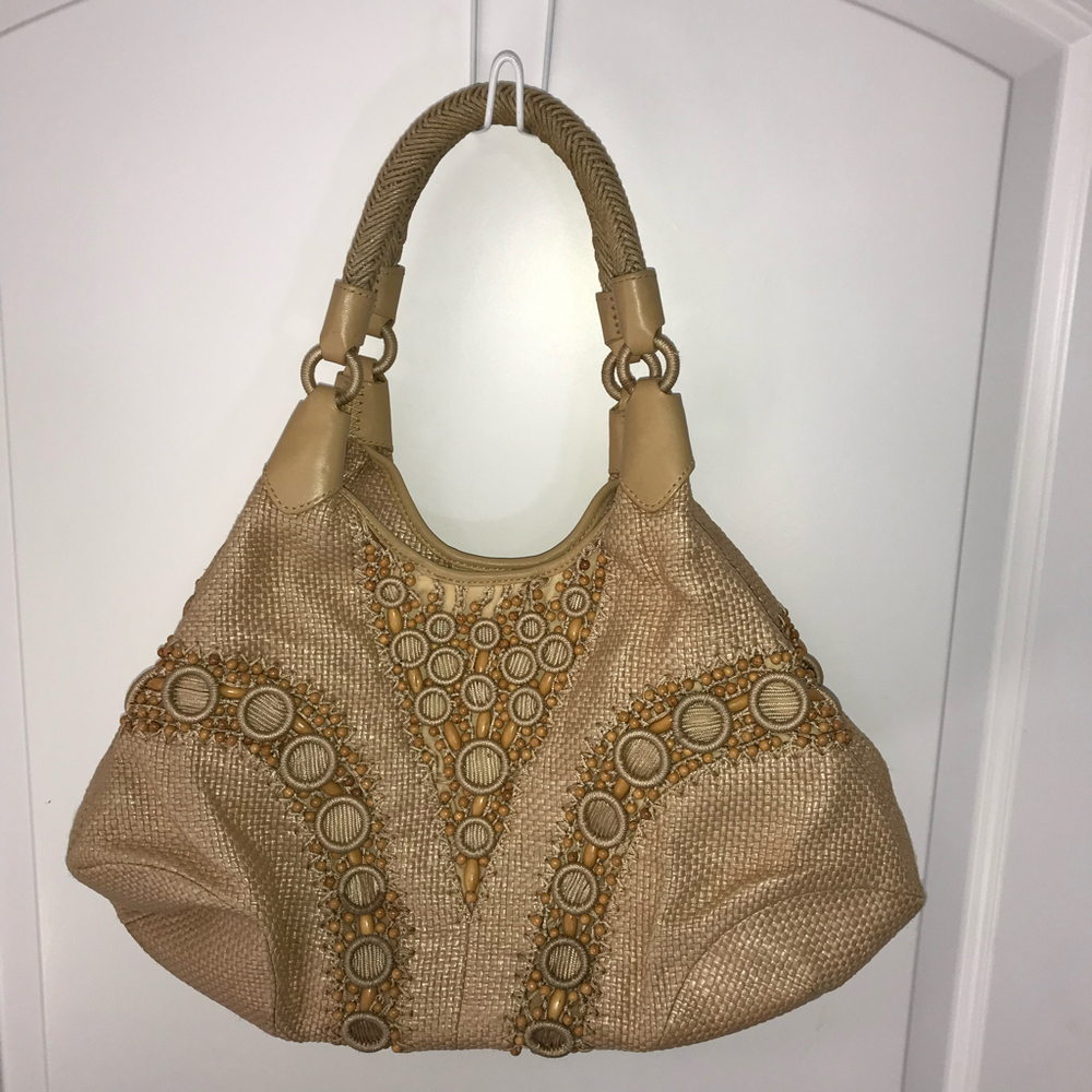Cole Haan Alyssa Bead Woven Bag EUC